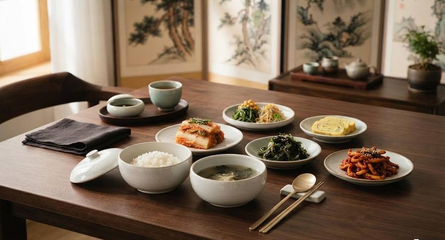 A Korean table laid for guests